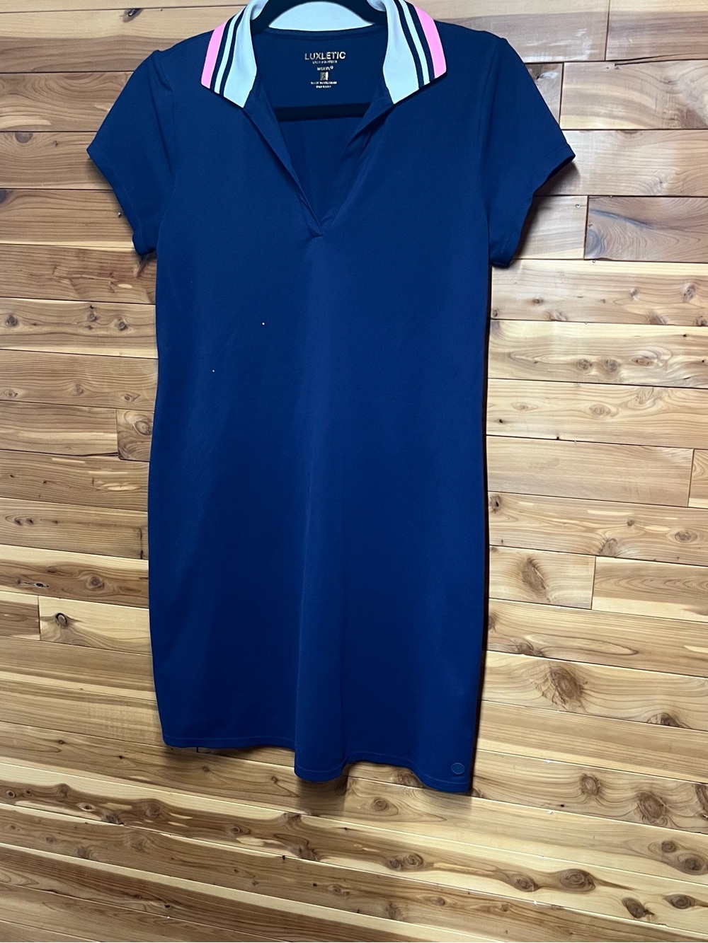 Lilly Pulitzer Navy Polo Dress with Pink & White Trim - Picture 2 of 4
